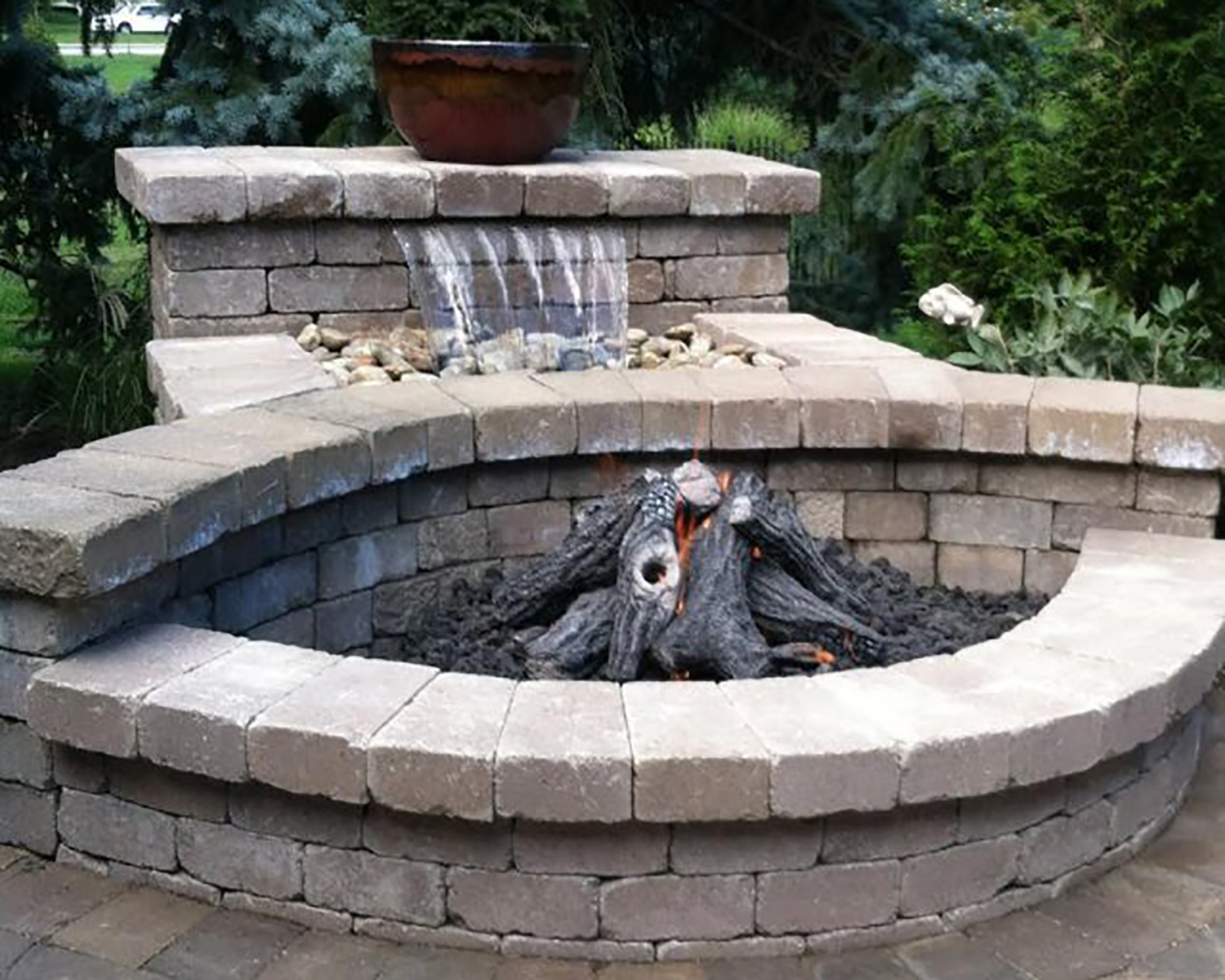 custom gas fire pit with logs