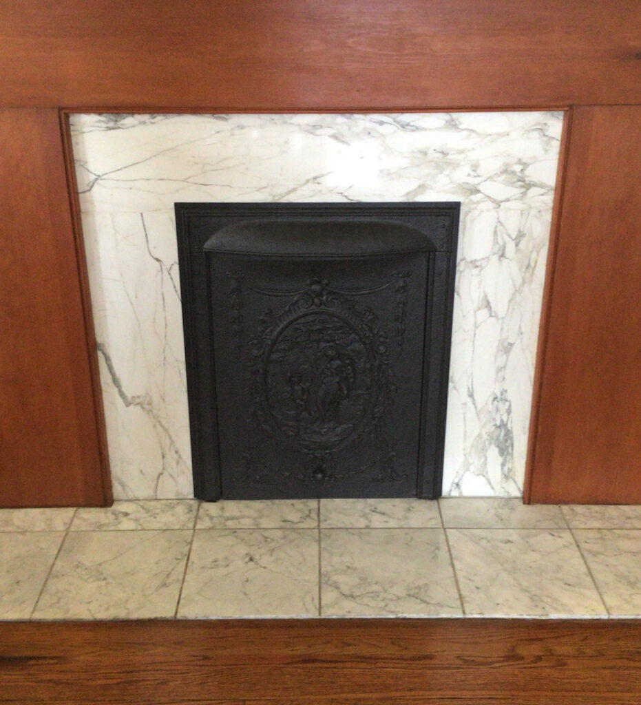 gas fireplace with antique summer cover 