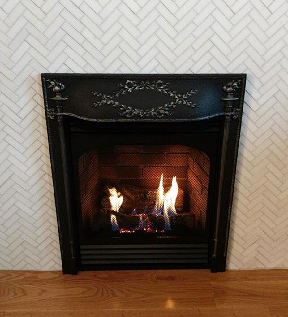 gas fireplace with antique surround