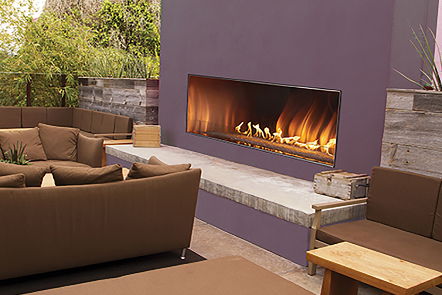 contemporary outdoor gas fireplace