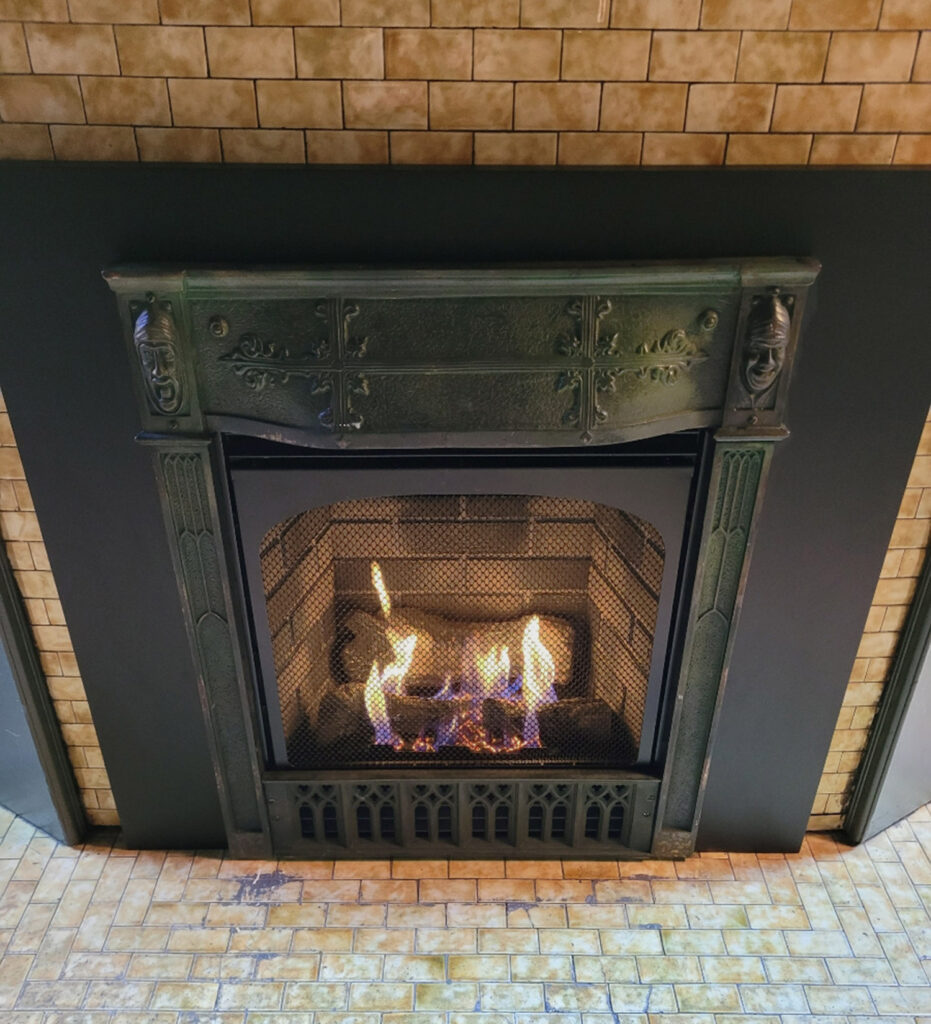 gas fireplace insert with antique frame