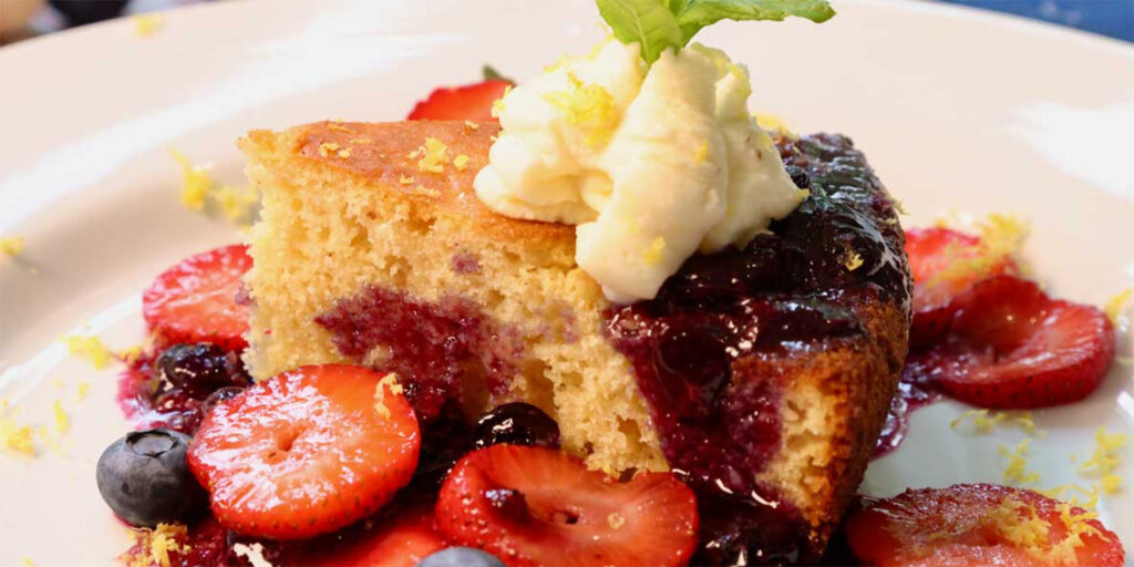 brown butter honey corncake with grilled blueberry compote recipe big green egg