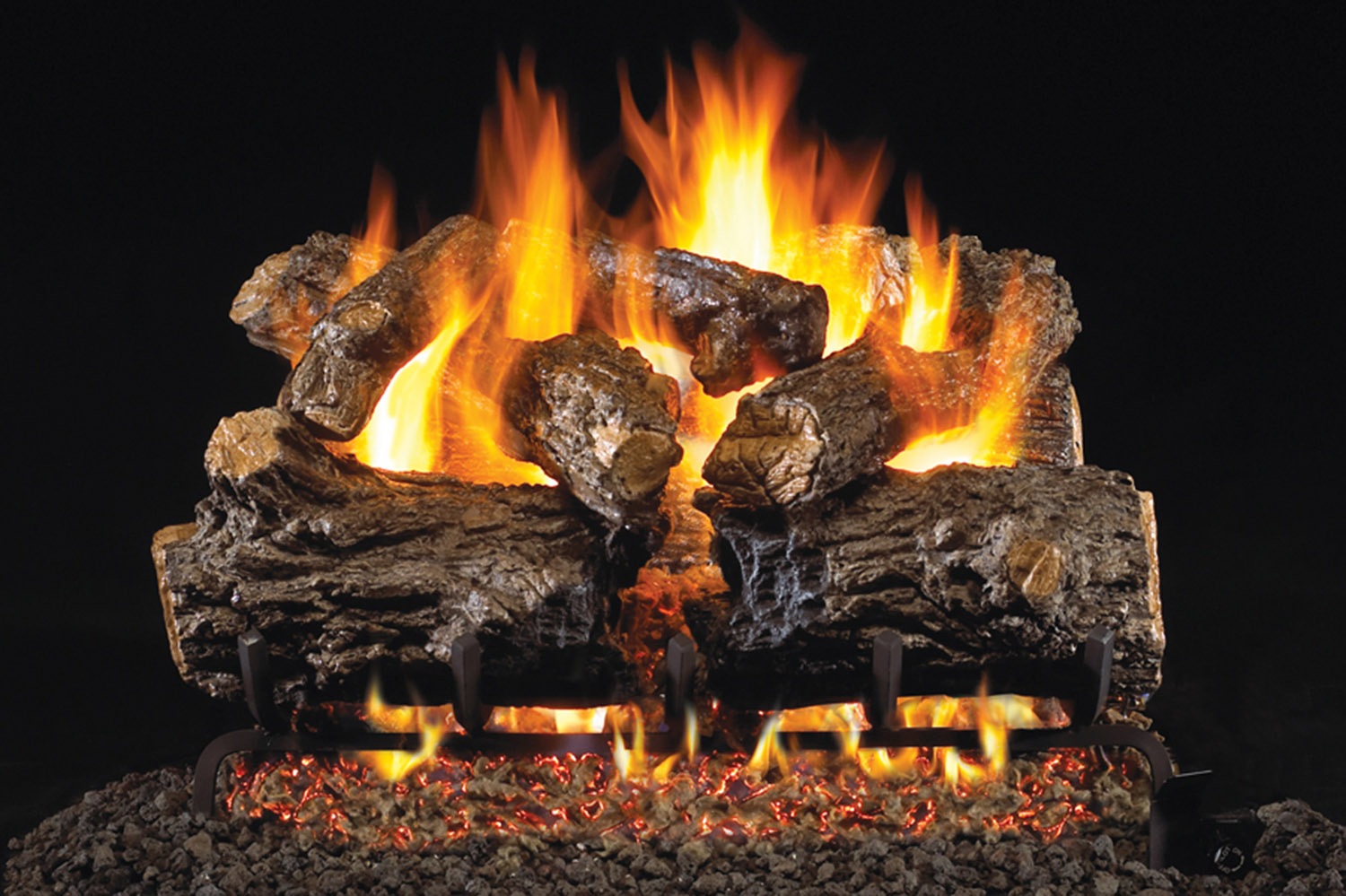 burnt rustic oak real fyre vented gas logs