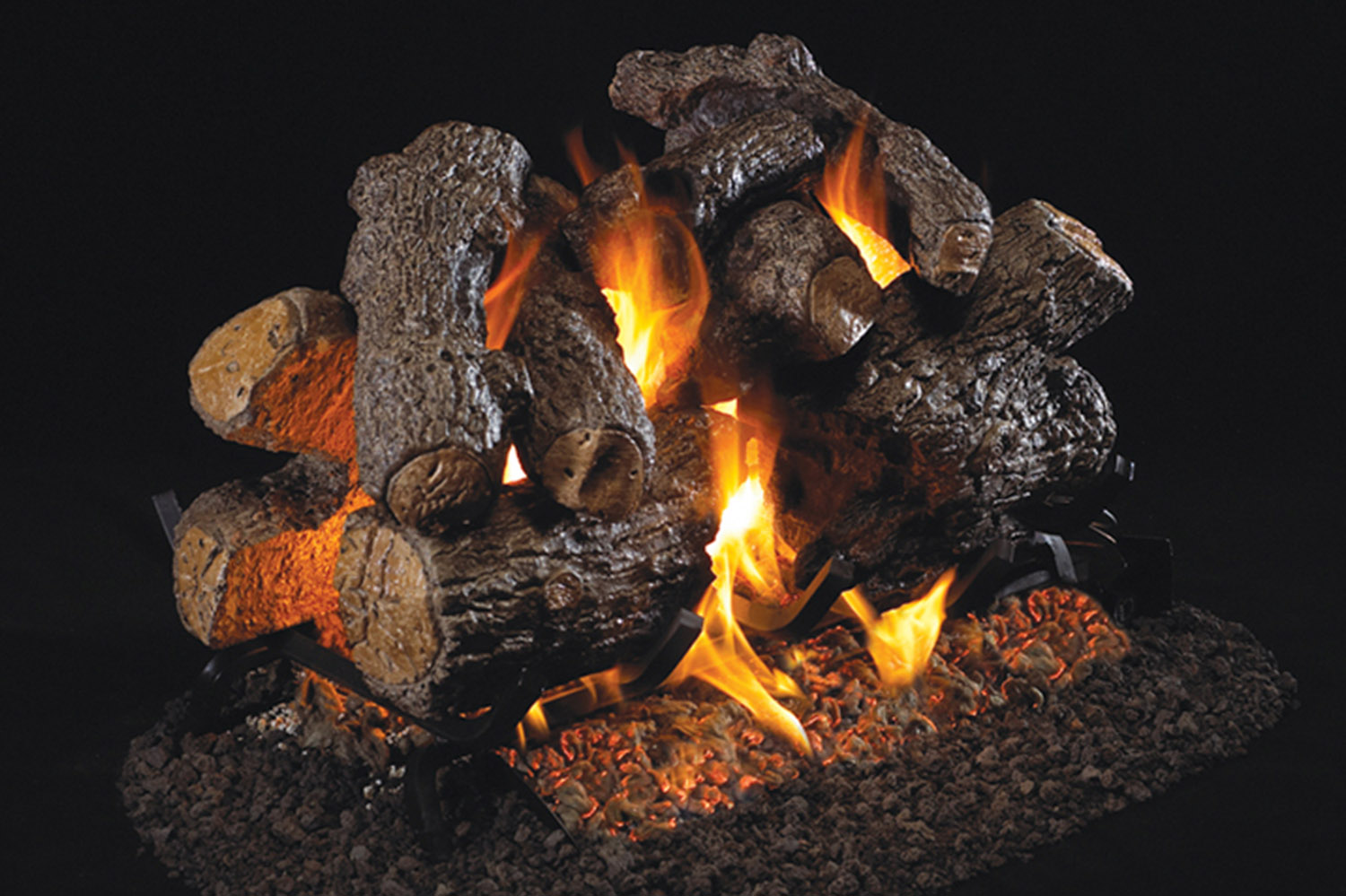 see thru gas fireplace logs charred royal english oak