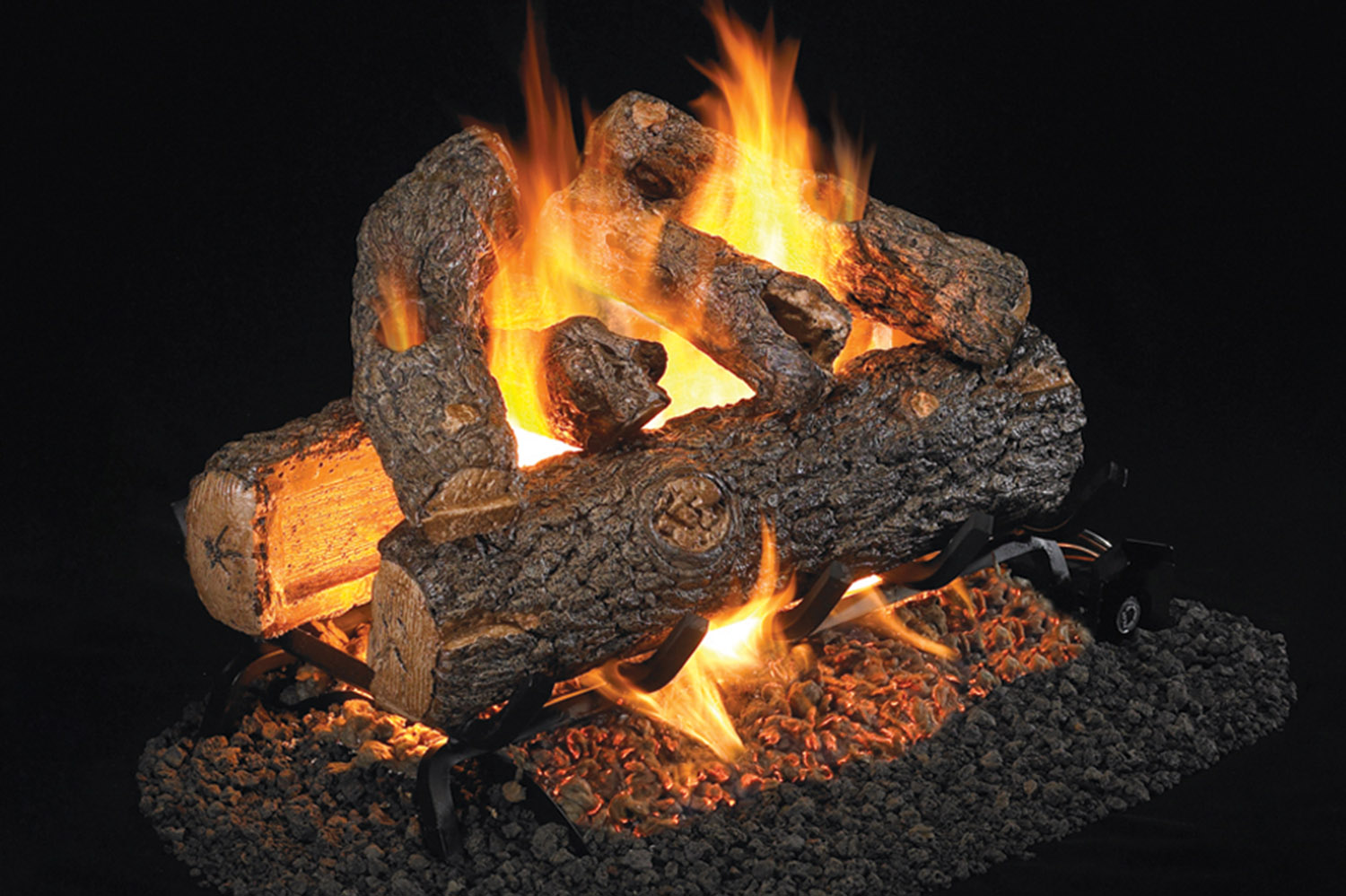 golden oak designer see thru gas fireplace logs