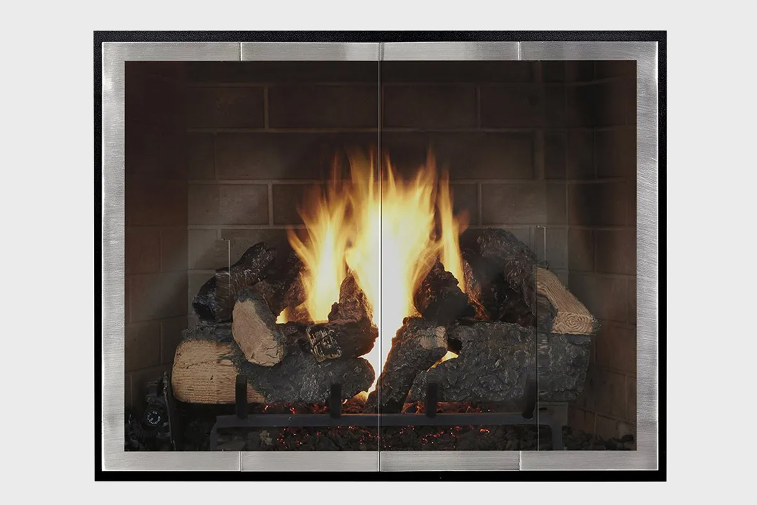 modern slim frame glass fireplace door cover