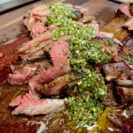 chimichurri on flank picanha steak