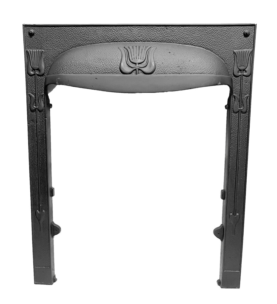 antique original faceplate cover for small fireplace textured black surround