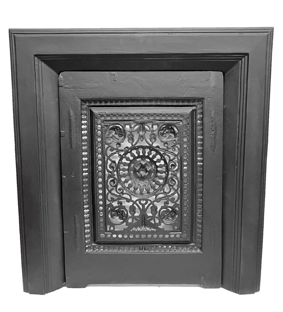 antique original faceplate cover for small fireplace cast iron with summer cover surround