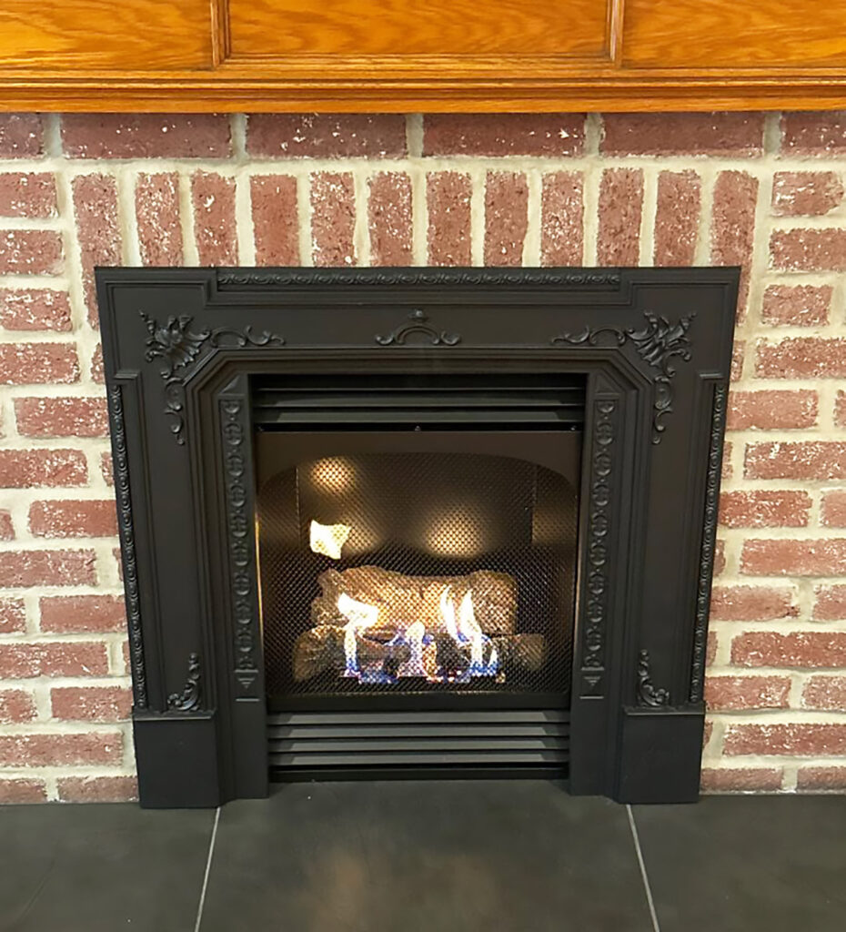 gas fireplace with antique surround on vail 24 gas fireplace insert