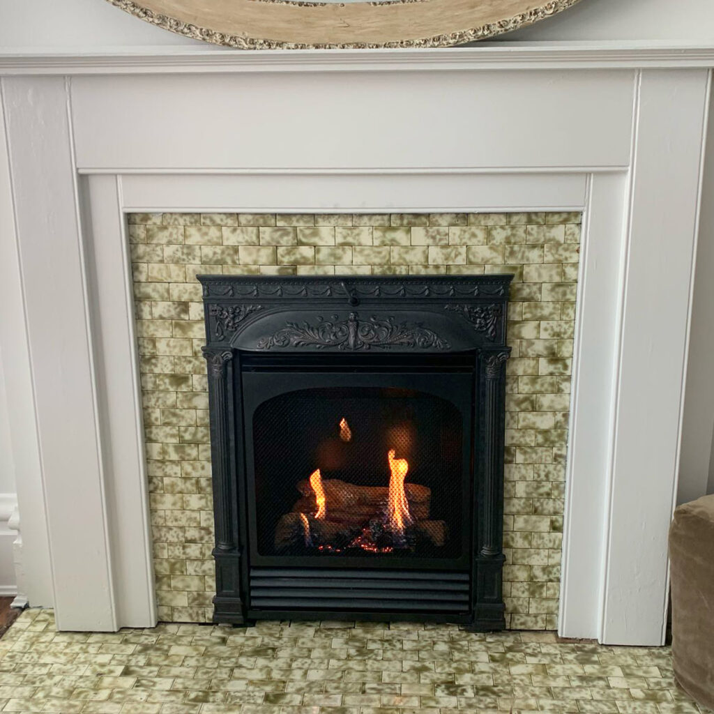 antique surround faceplate with gas fireplace insert for small fireplace with tile around fireplace and white mantel