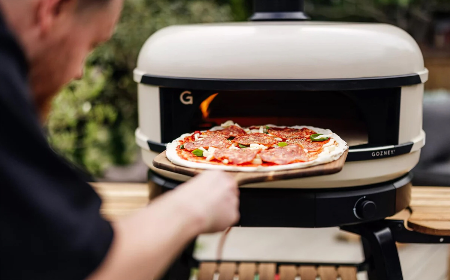 gozney pizza oven with pepperoni  pizza gas and wood fired backyard pizza oven