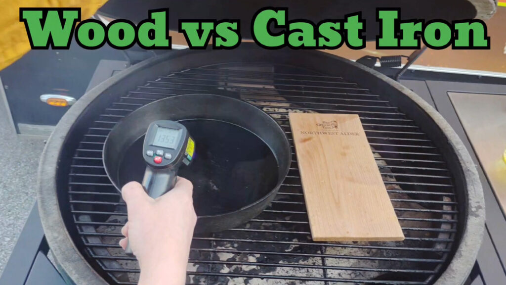 cedar wood plank vs cast iron when cooking salmon on your big green egg grill