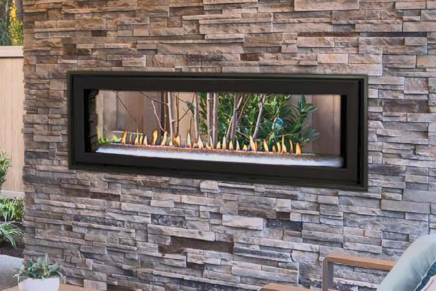 Direct-Vent-Linear-See-Through contemporary gas fireplace