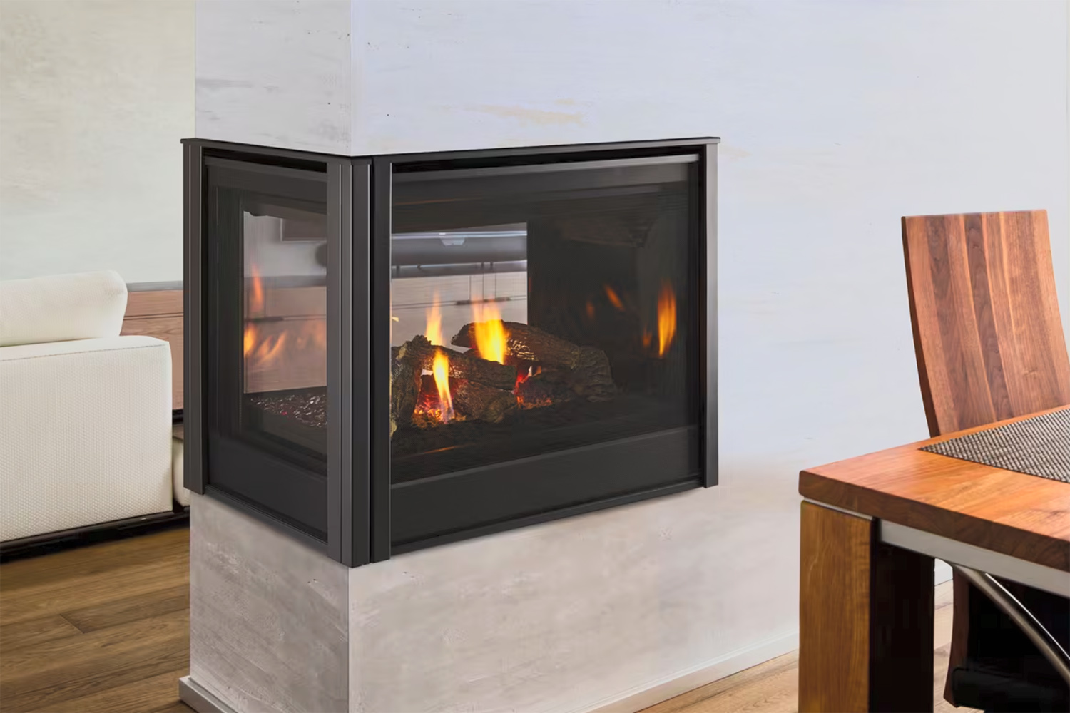 Pier Direct Vent Gas Fireplace three sided corner multi sided direct vent dv