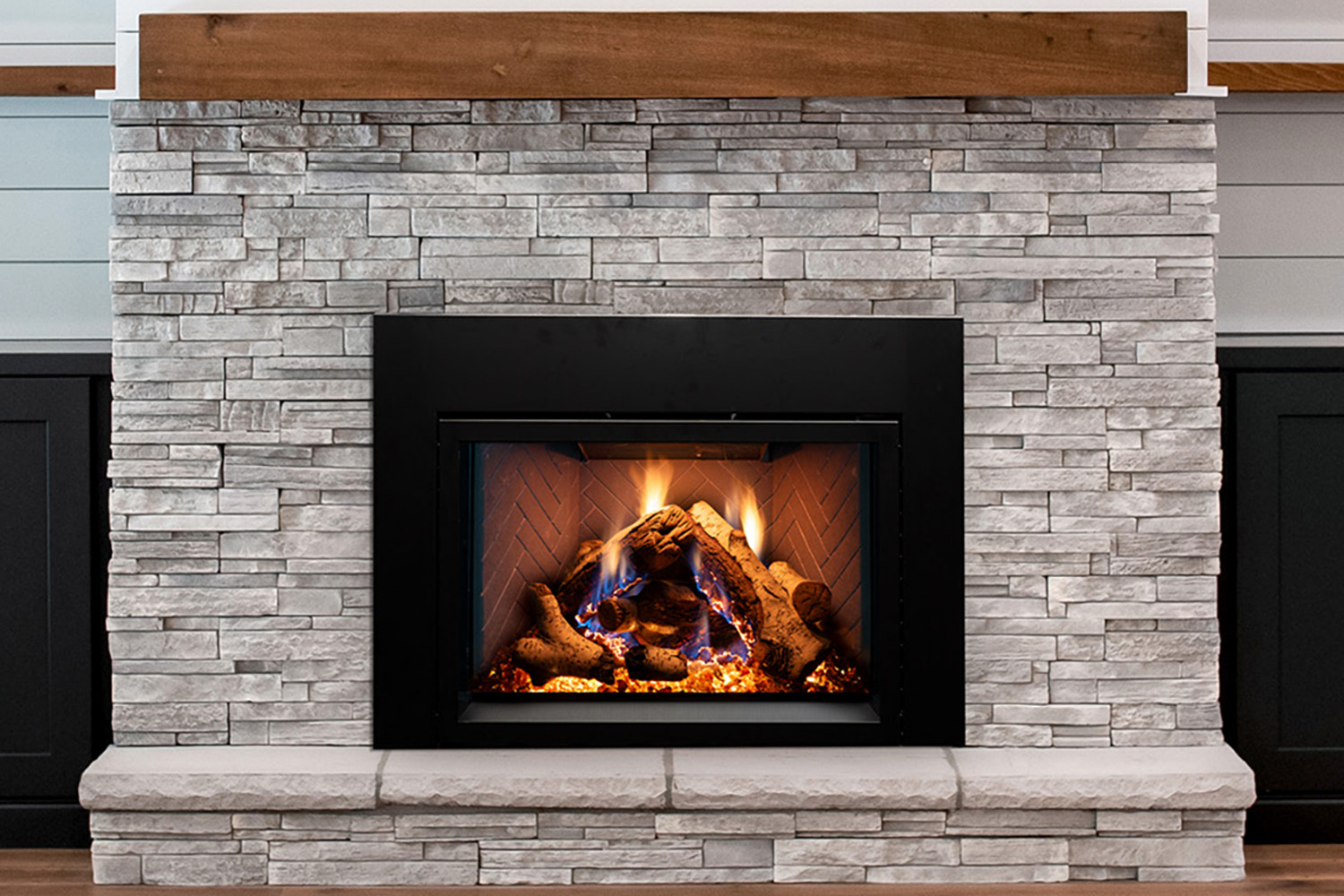 Rainier Direct-Vent Insert gas fireplace inside wood burning fireplace dvcp